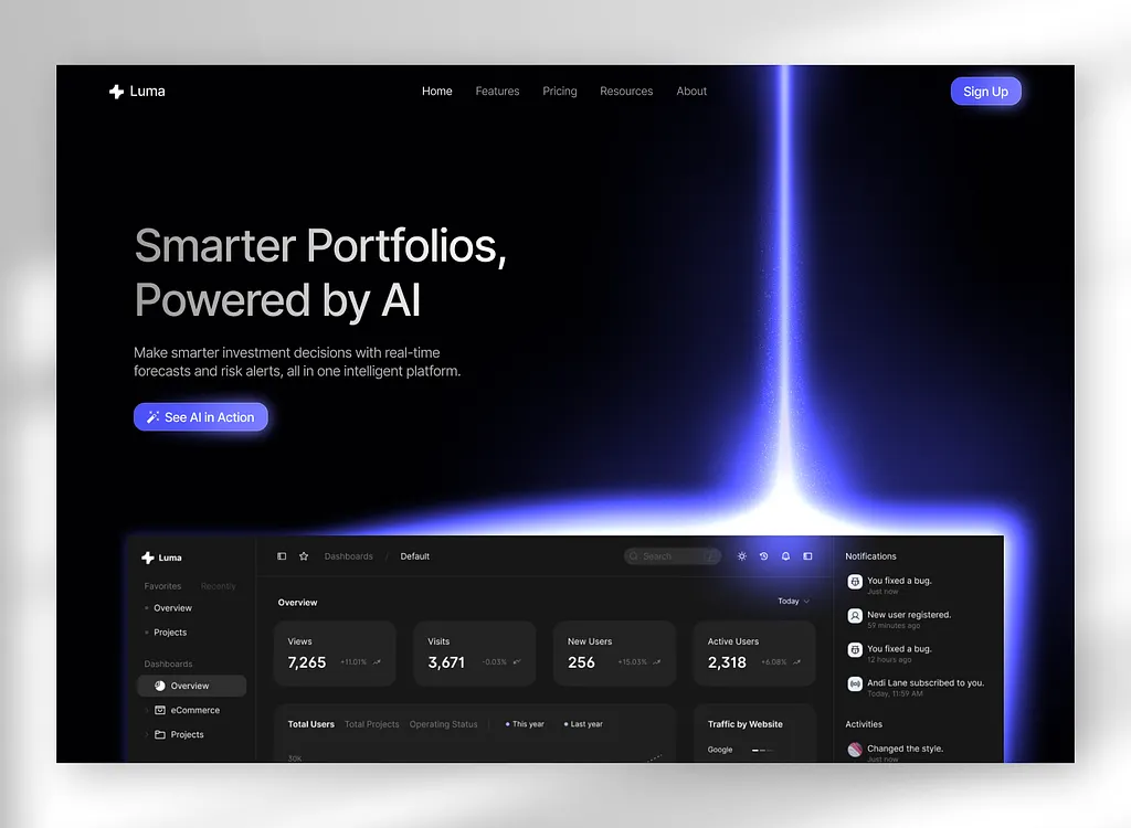 Landing page example